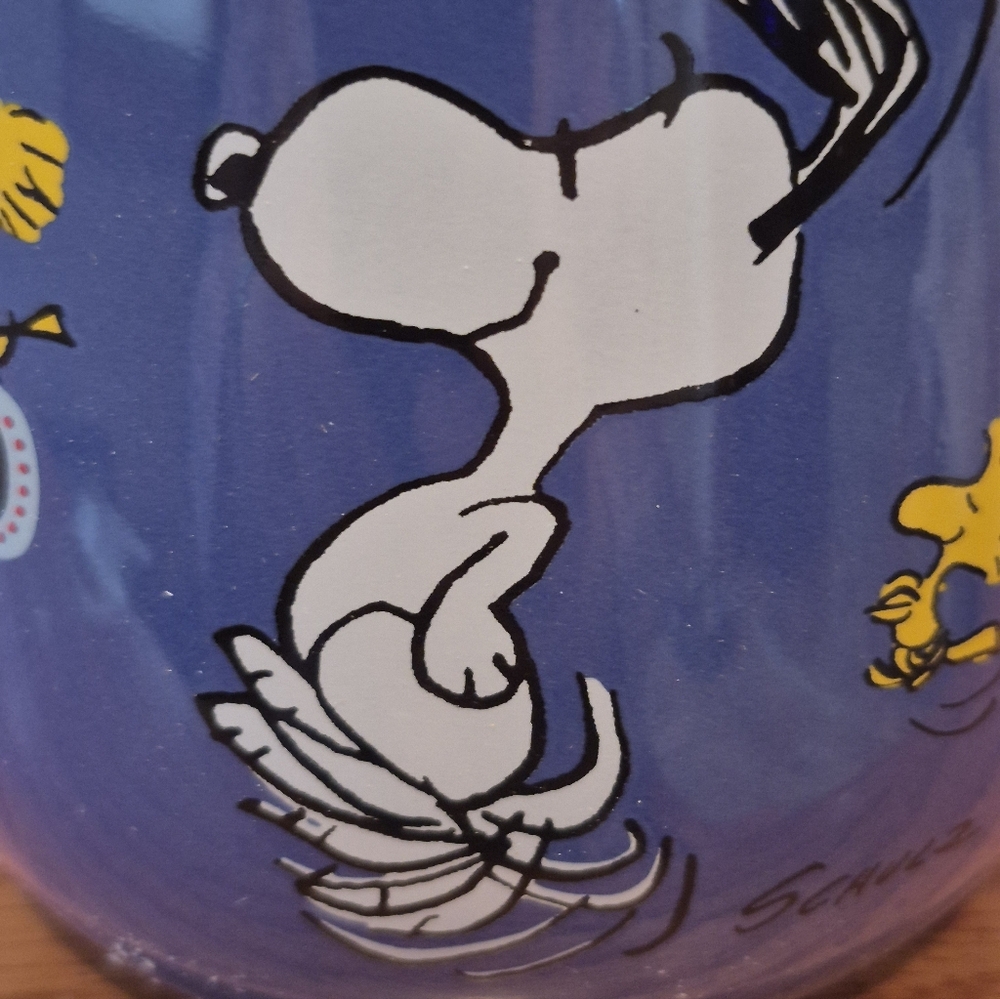 NWT DaySpring Peanuts Blue Mug With Snoopy And Woodstock